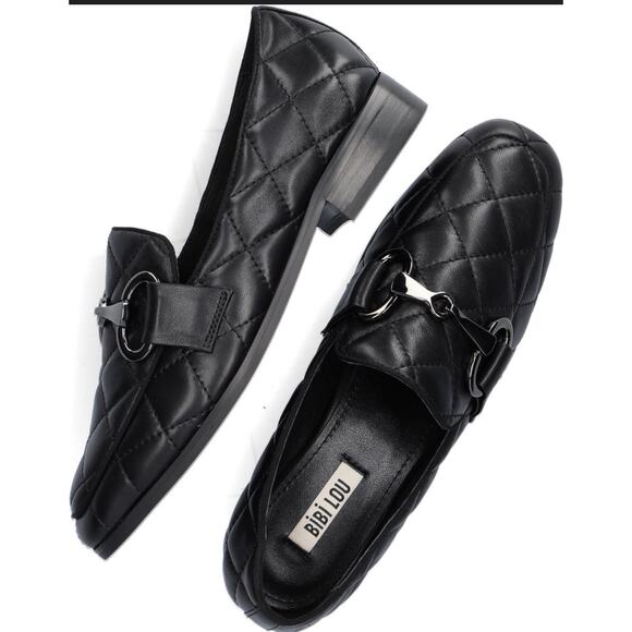 BiBi LOU Shoes - Bibi Lou Anthropologie Black Quilted Leather Loafers Sz 40 Old Money Minimalist